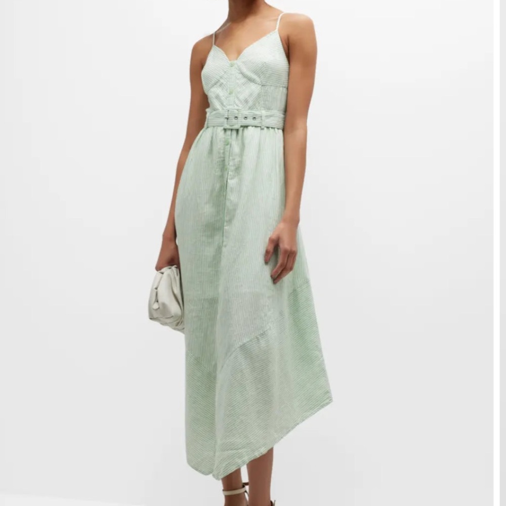 JONATHAN SIMKHAI - Leighton Striped Linen Midi Dress